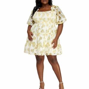 NWT Layered With Love Jr Plus Size Floral Burnout Smocked Tiered Mini Dress